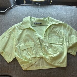 Zara green line shirt - size M